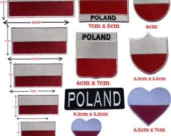 Poland National Flag Patch Embroidered Iron On Sew On Badge Applique | Multiple Sizes Available