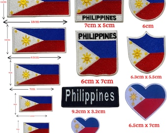 Parche bordado con la bandera de Filipinas: aplicación para planchar o coser en varios tamaños