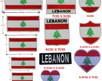 Vlag van Libanon opstrijkbaar, geborduurde badge appliqué Nationale vlag patch in meerdere maten
