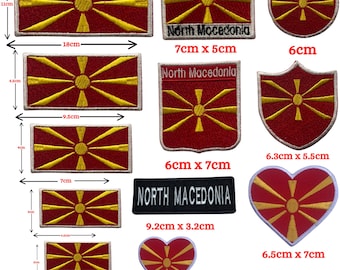 North Macedonia National Flag Patch – Multi-Size Embroidered Applique for Clothes & Crafts