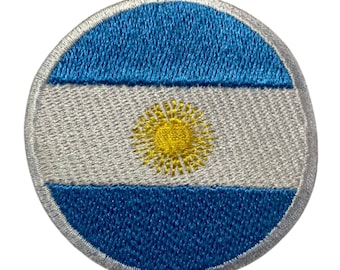 Argentina International Country Round Flag Iron On Patch Embroidered Sew On Applique Badge