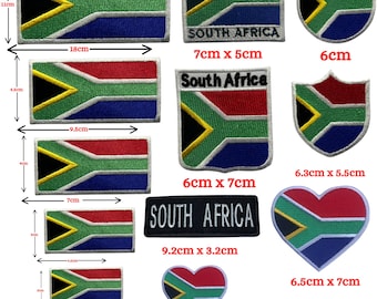 Parche de la bandera de Sudáfrica: aplique bordado, termoadhesivo o cosible, varios tamaños