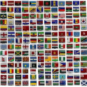 Country Flag Patch with Name, Set of 2 Iron On Embroidered Sew On Applique Badge O-Z