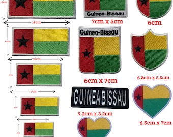 Parche termoadhesivo con la bandera nacional de Guinea Bissau, bordado para coser o aplicar en diferentes tamaños.