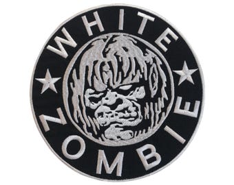 White Zombie Iron On Patch Embroidered Sew On Applique Halloween Badge