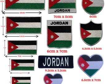 Jordan National Country Flag in Different Sizes Iron On Patch Embroidered Sew On Applique Badge