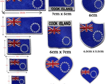 Cook Island Country Flag Patch Iron On or Sew On Embroidered Applique Badge in Various Sizes