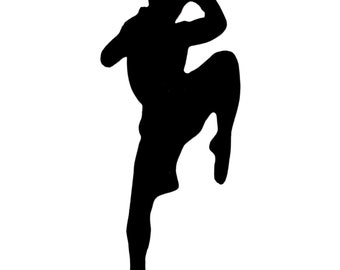 Svart Fighter Pose Muay Thai Karate Stryk-på-lapp Broderad Sy-på Applikation Märke Kläder Väska Jacka Jeans