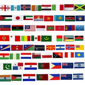 National Country Flag Iron On Patch Embroidered Badge in 5 Different Sizes (G to P)