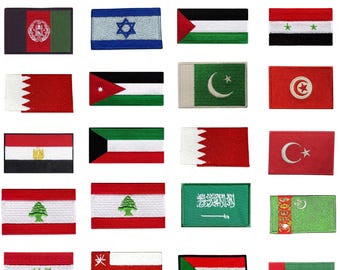 Middle East Country Flag Patch, Embroidered Iron-On Applique (7cm x 4cm)