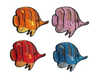 Tropische vissen opstrijkbare patch geborduurde badge appliqué