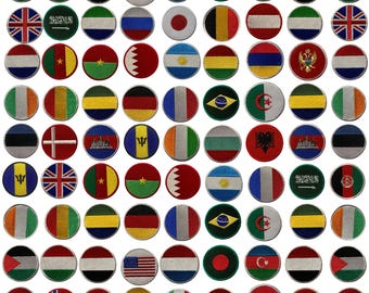Internationale land ronde vlag opstrijkbare patch geborduurde badge appliqué A-E