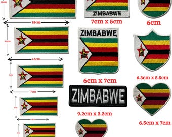 Parche termoadhesivo con diferentes banderas de Zimbabue, bordado, para coser o planchar