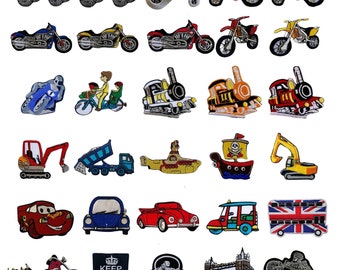 Verschiedene Transport Eisen Auf Patch Gestickt Aufnähen Applikation Abzeichen Kleidung Tasche Jacke Jeans