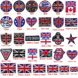 UK Union Jack National Flag Iron ON Patch Embroidered Sew On Applique Different Sizes Flags Badge