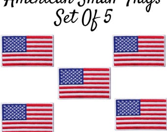 Set di 5 piccole toppe termoadesive con bandiera americana USA – Distintivi ricamati da cucire per abbigliamento, borse