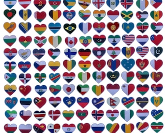 Internationale hartvlag van het land opstrijkbare patch geborduurde appliqué nationale vlaggen vlag van alle landen P-Z