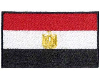 Egypt Flag Patch Iron / Sew On Egyptian Embroidered Badge Embroidery Applique