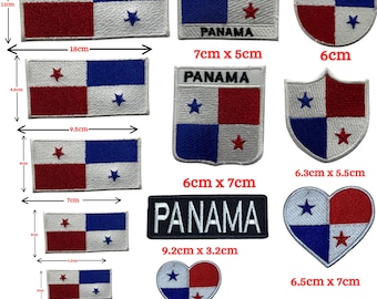 Parche bordado de la bandera de Panamá: ideal para planchar o coser en ropa, bolsos y manualidades. Varios tamaños.