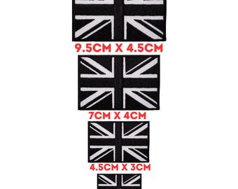 Black Union Jack National Country Flag Different Sizes Iron On Patch Embroidered Sew On Applique Badge