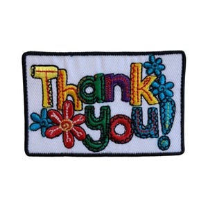 Thank You Patch Iron Sew On Embroidered Badge Flowers Embroidery Crafts Applique