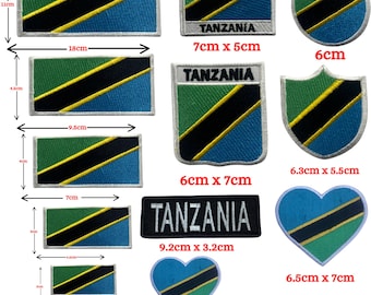 Geborduurde badge vlag Tanzaniaanse vlag – opstrijken of naaien van appliqué in verschillende maten