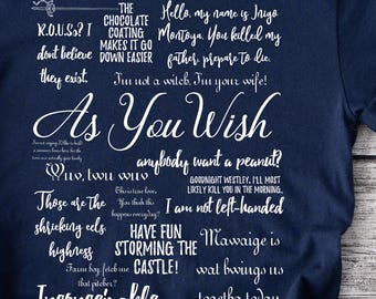 As You Wish t-shirt, Princess Bride Quote Shirt, Inigo Montoya, Westley Tshirt, Princess Buttercup Gift, Vintage Movie Tee, GOAT Tee