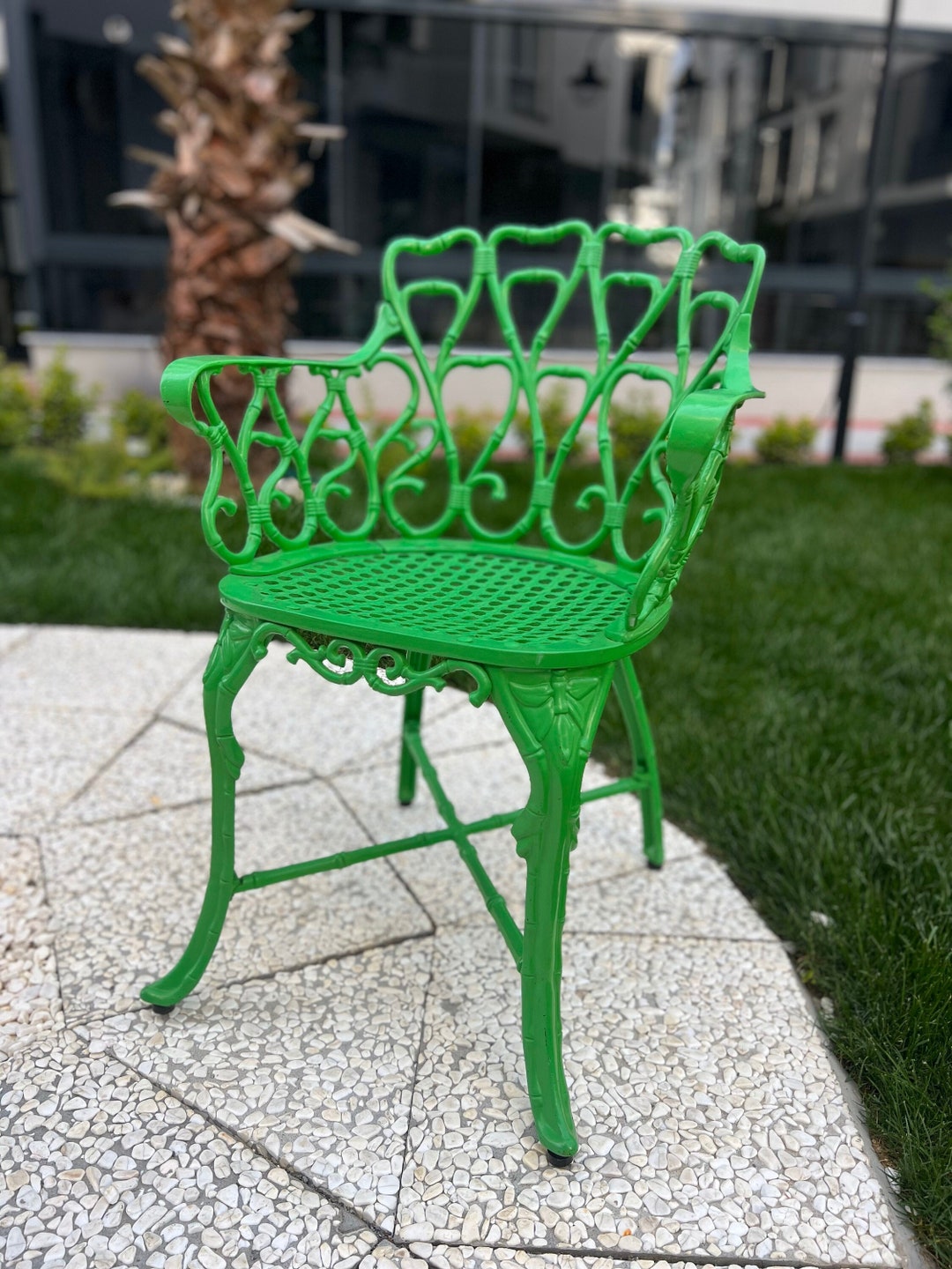 Green Wrought Iron, Garden Furniture, Chair, Wrought Iron Chair, Garden