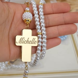 Personalized Baptism Rosary Favors for Guests, Cross Rosary Favors Baptism Gift Girl & Boy, Communion Favors, Custom Christening Gift Guests