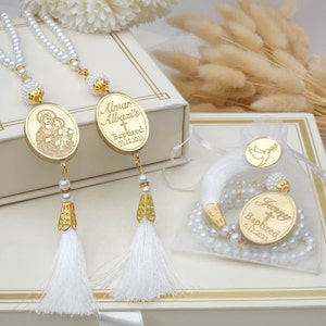 Cadeaux personnalisés pour chapelet de baptême, chapelet de baptême fille garçon, cadeaux de baptême uniques pour les invités, cadeaux de première communion, Mi Bautizo