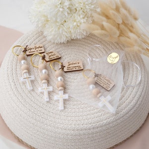 Baptism Cross Favors for Guests, Personalized Mini Keychain Favor Christening Favors, Custom First Communion Keepsake Favor, Mi bautizo