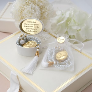 Funeral Favors for Guest in Bulk, Personalized Memorial Favors Rosary, Sympathy Gift Guest, In Memory of, Forget Me Not, Celebration of Life