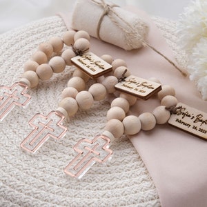 Cadeaux d'invité de baptême, mini chapelet en bois personnalisé cadeau de baptême, cadeaux de communion en vrac, souvenir de confirmation, cadeaux catholiques