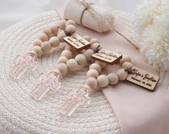 Christening Guest Favors, Personalized Mini Wooden Rosary Favor Baptism, Communion Favors Bulk, Confirmation Keepsake, Catholic Favors Guest