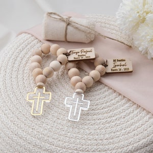 Custom Baptism Guest Favors - Personalized First Communion Rosary Keepsakes - Girl’s Baptism Souvenir - Bautizo Party Favor - Religious Gift