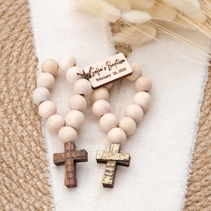 Unique Baptism Mini Wooden Rosary Favors for Guest, Christening Communion Favor Personalized, Baptism Gift Girl, Catholic Favors, Mi Bautizo