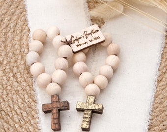 Unique Baptism Mini Wooden Rosary Favors for Guest, Christening Communion Favor Personalized, Baptism Gift Girl, Catholic Favors, Mi Bautizo