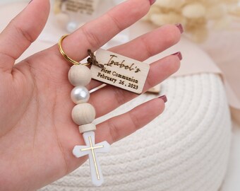 Personalized Mini Keychain Favor Baptism Favors, Baptism Cross Favors for Guests, Custom First Communion and Buatizo Favors for Girl & Boy