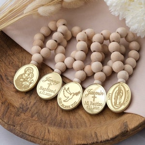 Cadeaux personnalisés de chapelet de baptême pour les invités, chapelet de faveur de Bautizo, cadeaux personnalisés d'invité de baptême, cadeaux de communion, cadeaux de baptême