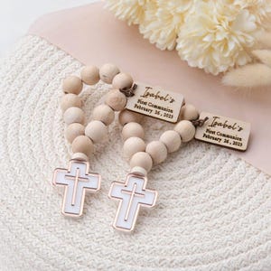 Personalized First Communion Favors for Guests – Cross Rosaries for Boys & Girls, Custom Religious Keepsakes for Baptism, Christening Gifts