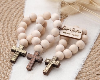 Unique Baptism Mini Wooden Rosary Favors for Guest, Christening Communion Favor Personalized, Baptism Gift Girl, Catholic Favors, Mi Bautizo