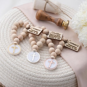 Personalized Mini Wooden Rosary Favors for Catholic Graduation or Back to School, Religious Graduation Gift Catholic Kids Gift Rosary Favors