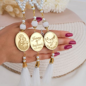 Christening Rosary Favors Personalized, Baptism Favors for Guests, Baptism Ornament, Communion Favors Rosary, Confirmation Gift Catholic