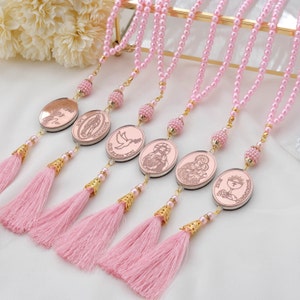 Cadeau de baptême fille chapelet de baptême personnalisé pour cadeau d'invité, Mi Bautizo, faveurs de communion en vrac, Recuerdo De Bautismo, religieux