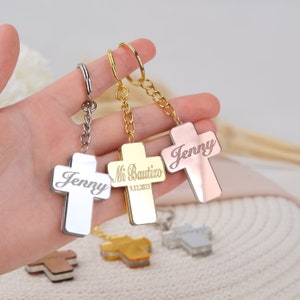 Baptism Favors Girl&Boy Personalized Cross Keychains, Baptism Favors Guest Gift Cross, Christening First Communion Favors, Mi Bautizo Favors