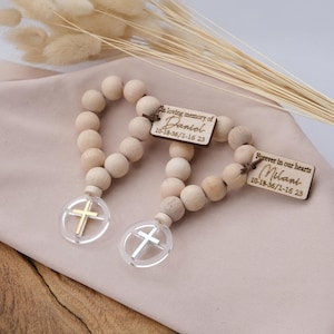 Funeral Favors for Guests in Bulk, Personalized Funeral Favor Mini Wooden Rosary, In Memory of, Sympathy Gift Guest, Forget Me Not, Memorial