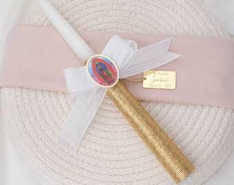 Baptism Candle Favors Personalized, Christening Candle Gift, Ceremony Candle, Custom First Communion Candle, Confirmation Candles With Name