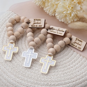 Christening Bags Baby Boy Baptism Rose Petal Scented Blue Rosary Favor - 12 PCS Wood Rosaries With Individual Gift Box And Bags/ Recuerdos De Mi Bautizo JN018B-blue Rosario De La Misericordia