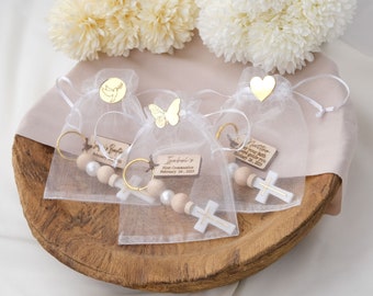 Baptism Cross Favors for Guests, Personalized Mini Keychain Favor Christening Favors, Custom First Communion Keepsake Favor, Mi bautizo