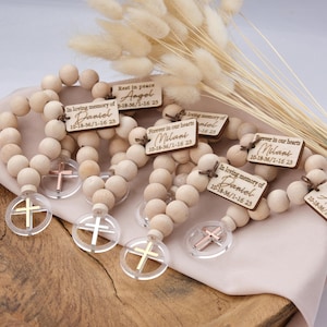 Funeral Favors for Guests in Bulk, Personalized Funeral Favor Mini Wooden Rosary, In Memory of, Sympathy Gift Guest, Forget Me Not, Memorial